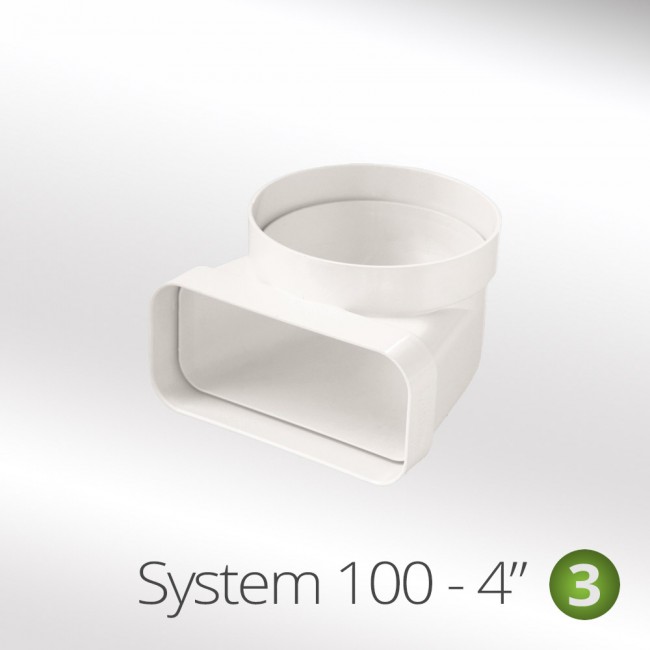 100mmVerticalBend90°RoundToRectangularducting